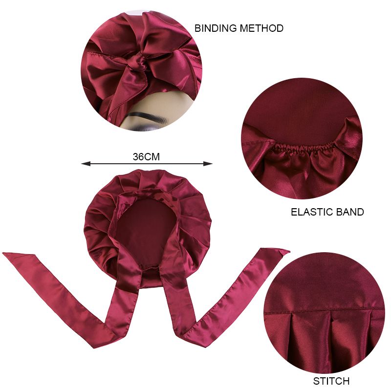 Satin bonnet with tied band size